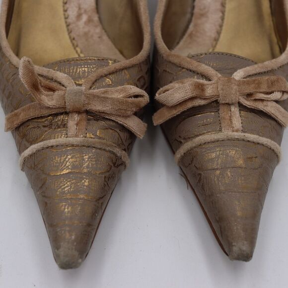 Carlos Santana Revue Tan Snakeskin Point Toe Heels 8.5M Leather - Picture 5 of 13